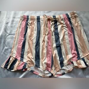 Shein Striped Ruffle Drawstring Waist Shorts